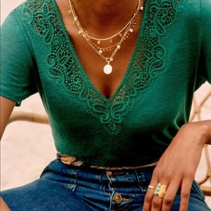 Sezane Mina T-Shirt Green Small